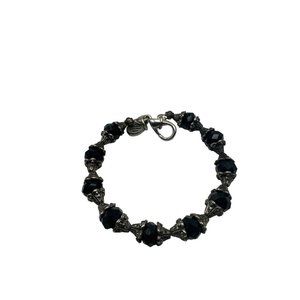 Chubby Chico Charms Gemstone Bracelet Black and Silver